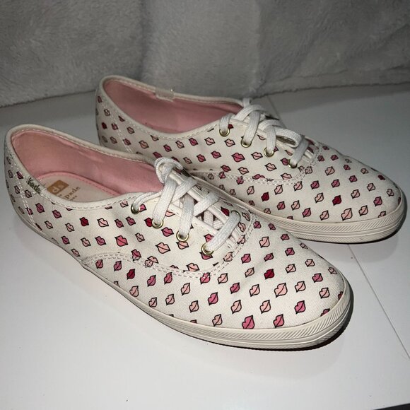 Keds x Kate Spade New York sneakers with printed lips pattern Size 8.5 Women - Picture 1 of 9